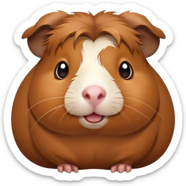 Cinematic Comical Brown Guinea Pig Portrait Emoji, Head tilted dramatically with an exaggeratedly amused expression, featuring a sleek brown coat with a naturally scrunched little face, wide, expressive dark eyes filled with playful disbelief, Simplified yet hilariously expressive features, highly detailed, glowing with a slightly sassy glow, high shine, dramatic yet playful, stylized with an air of cheeky mischief, bright and endearing, soft glowing outline, capturing the essence of a spirited and over-the-top guinea pig, so meme-worthy it feels like it could side-eye its way into internet fame instantly! sticker