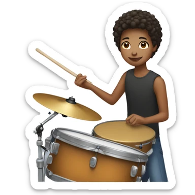 teenager with matte skin and short hair playing drums sticker