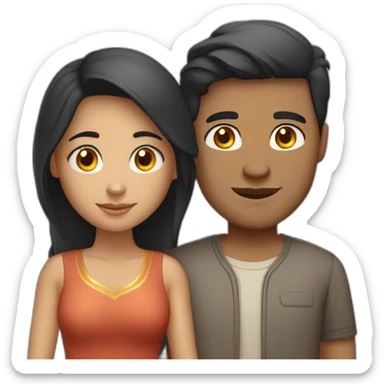 light skinned chinese man -dark skinned indian woman couple sticker