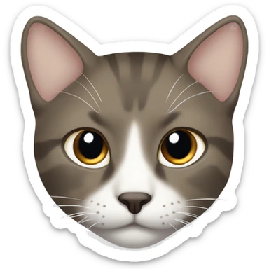 brown/greyish cat with white under his chin and on his chest and a thin line around his eyes sticker