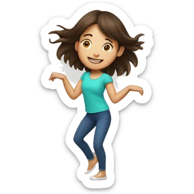 brunette girl dancing crazy with both indexfingers in the air doing circle moves sticker