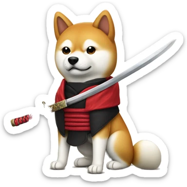 un perro shiba-inu ninja con katana sticker