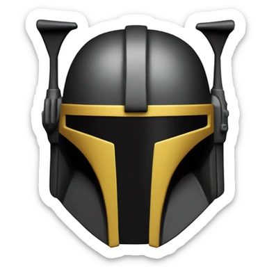 Mandalorian helmet black and yellow with antenna sticker