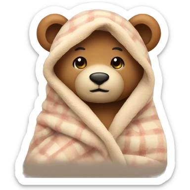 teddy bear cozy in blanket sticker