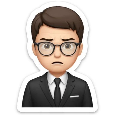 aggressive boy with glasses in suit sticker