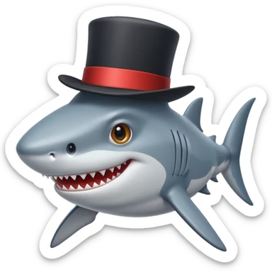Shark with a top hat sticker