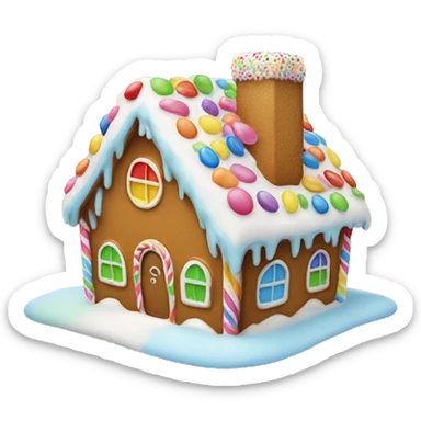 Frosted gingerbread house with rainbow candy  sticker