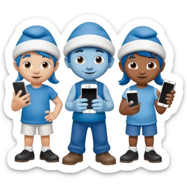 Smurf community with phones sticker