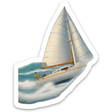 offshore sailing boat riding huge waves sticker