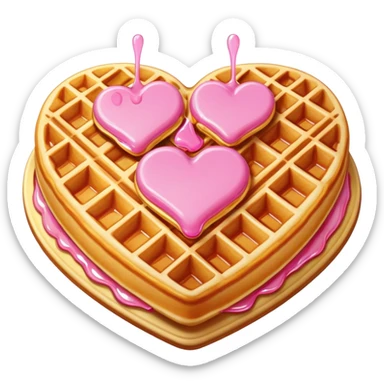 Pink heart shaped waffles  sticker