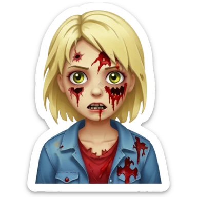 girl zombie with blonde hair sticker