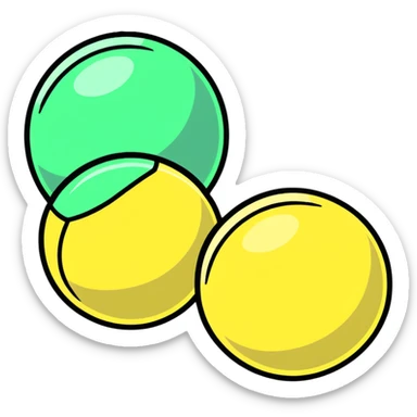 two balls pressed together, no gap sticker