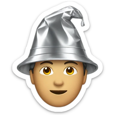 Person wearing a tin foil hat sticker