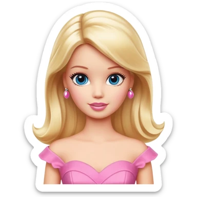 Barbie doll with blonde hair and pink dress sticker