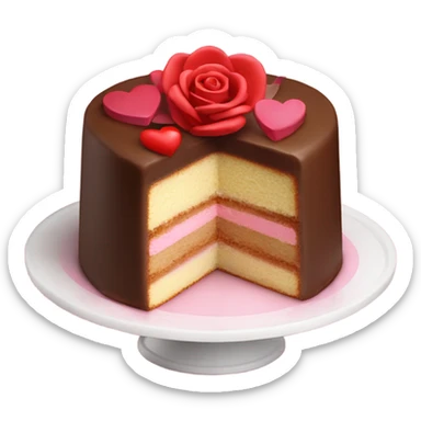valentine’s day cake with rose sticker