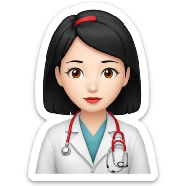 doctor with black hair and red hairclips  sticker