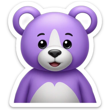 Un nounours qui tien un coeur violet très claire sticker