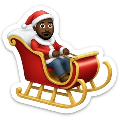 Kanye west riding a sleigh with a Santa hat on. Passing out gifts sticker