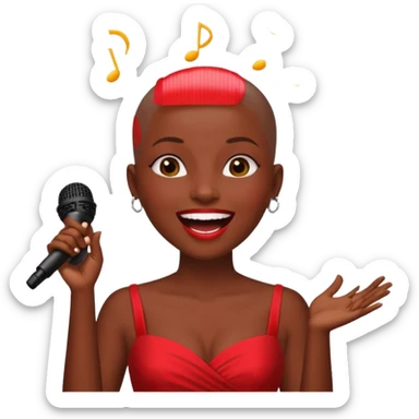 Classic mustang dark women with shaved head sing happy birthday sticker