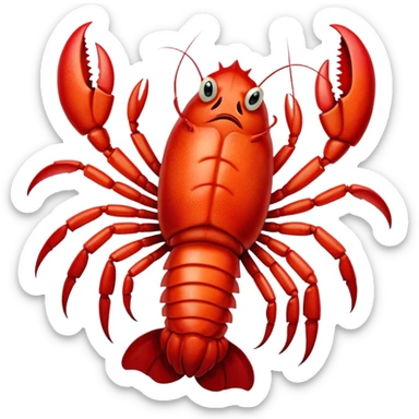 A red lobster with an angry face raises its claws, ready to defend itself in the deep sea! sticker