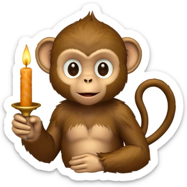 candle-holding monkey sticker