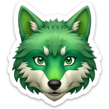 green wolf head sticker
