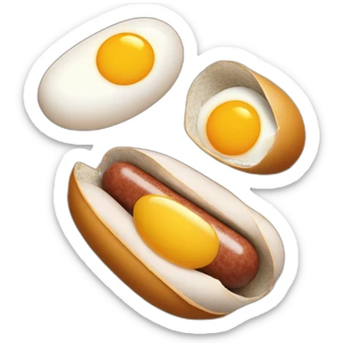 sausage and two raw eggs in shell sticker