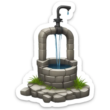 a water well made out of stone sticker