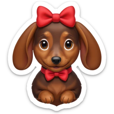 Female Dachshund with red hello kitty bow sticker