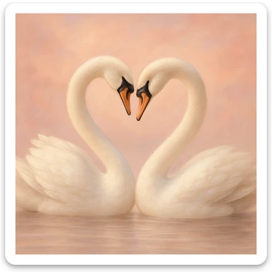 elegant and romantic style heart formed by two swans sticker