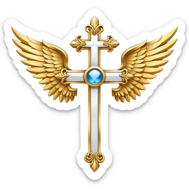 Symbol of cross with  wings on left and right  sticker