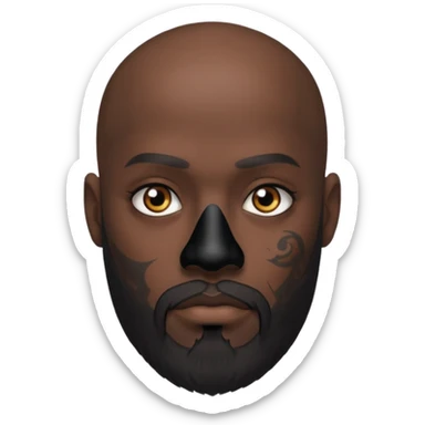 bald bearded man with black face tattoo sticker