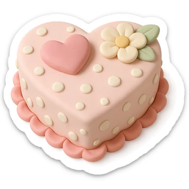 heart-shaped fondant cake with polka dots, transparent background sticker