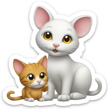 Cat and mouse sticker