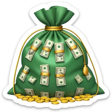 Luxury 3D emoji, overflowing money bag, stacks of cash, premium lighting, rich glossy look, ultra clean, transparent background


 sticker