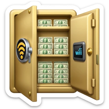 open filled cash money wifi vault sticker