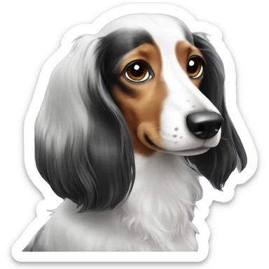 Long-haired black and white dachshund sticker