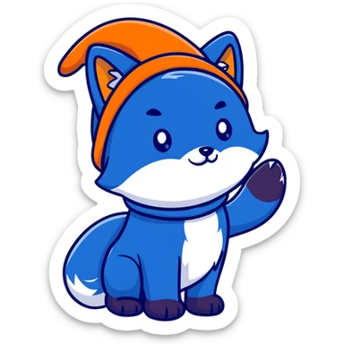 blue fox winter hat with ear flaps sticker
