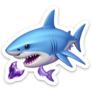 Blue shark bites an amethyst  sticker