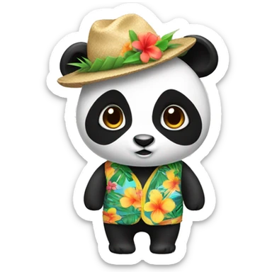 Panda in a Hawaii outfit sticker