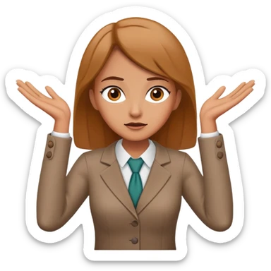 Puzzled female accountant spreading her arms to the sides sticker