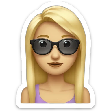 Mujer rubia con flequillo y gafas  sticker