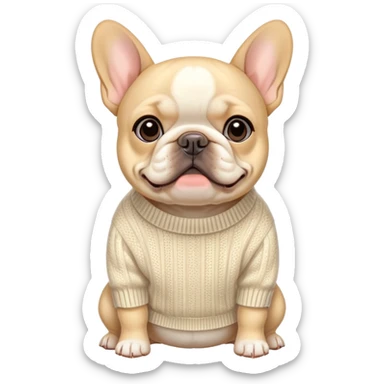 Cream colored French bulldog in a sweater  sticker