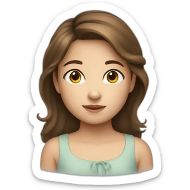 Young girl with brown hair and cute round face sticker