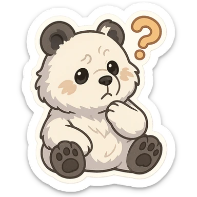 Chibi version of Tank the Bear from Solo Leveling, super cute, tilting head with a question mark above the head sticker
