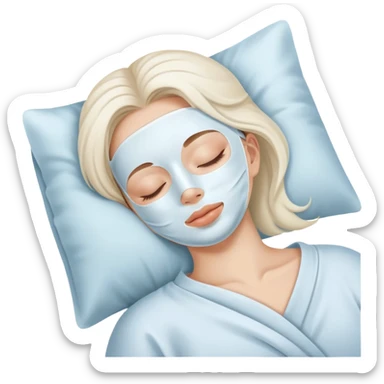 Girl sleeping peacefully with a white beauty face mask on, self care routine sticker