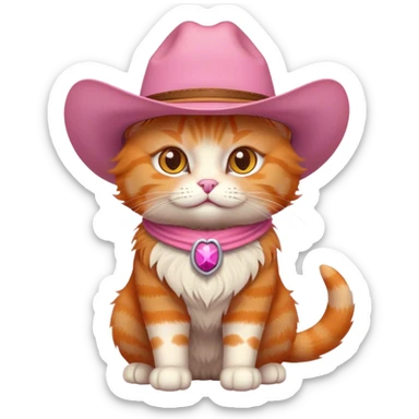 Ginger Cat with a pink cowboy hat  sticker