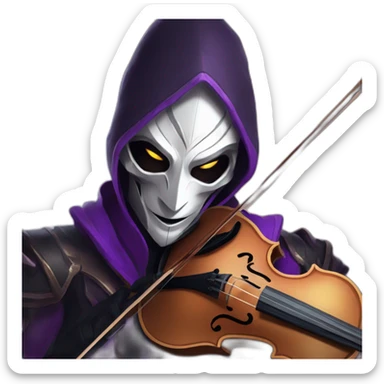 Jhin from league of legend playing violin and wearing his mask on his face (high quality mask) sticker