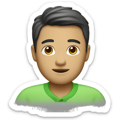 tan chinnese guy wearing apple green polo shirt sticker
