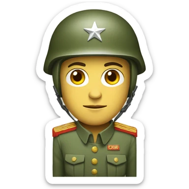 ussr soldier serious with military helmet sticker